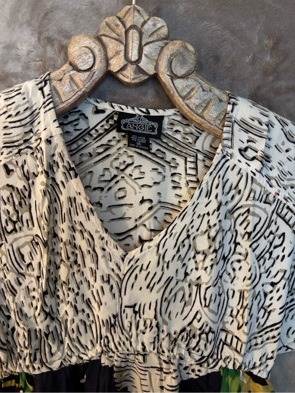 Angie Dress Women’s Size M Black and White Animal Print top of Dress - Picture 3 of 10